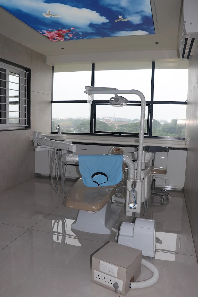 A treatment room looking out over Kakinada.